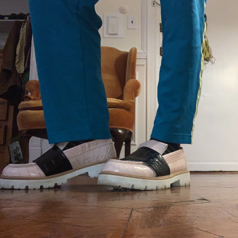 MSGM Croc-Embossed Loafers